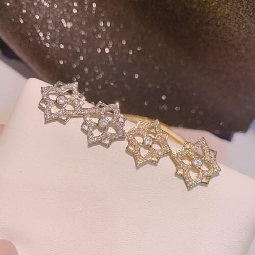 Fashion Simplicity Quadrilateral Flower Cubic Zircon Boho For women Crystal Gold Color Jewelry Friends Gift Wedding Party