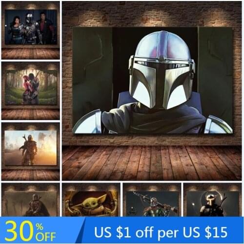 Classic Movie Star Wars Mandalorian TV Series Canvas Painting Creative Pop Poster Living Room Bedroom Decoration Cuadros Decor