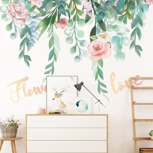 Nordic Green Plant Wall Stickers Bedroom Living Room Decoration Sofa TV Background Wall Decals Self Adhesive Room Decoration