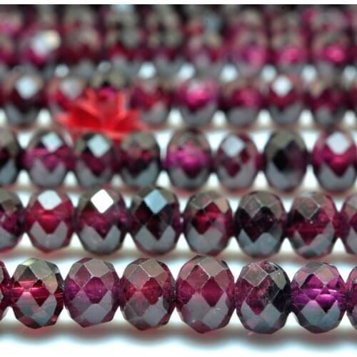 Natural Red Garnet Faceted Rondelle Loose Beads Wholesale Gemstone Semi Precious Stone Bracelet Necklace Diy Jewelry Making 15"