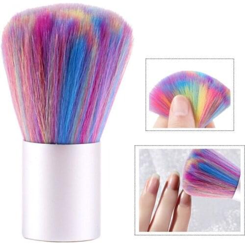 1PC New Colorful Nail Dust Cleaning Brush High Quality Short Handle Rainbow Dust Brush Blush Brush Nail Cleaning Tools