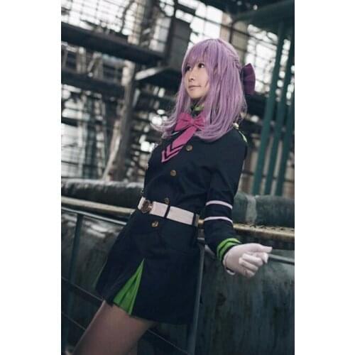 2016 New Hiiragi Shinoa Cosplay Anime Seraph of The End Owari No Seraph Costume with Bowknot