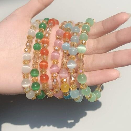 New Colorful Charm Glass Beaded Bracelet Multi-colored Fashion Jewelry for Women Handmade Round Bracelet Bangle Wholesale