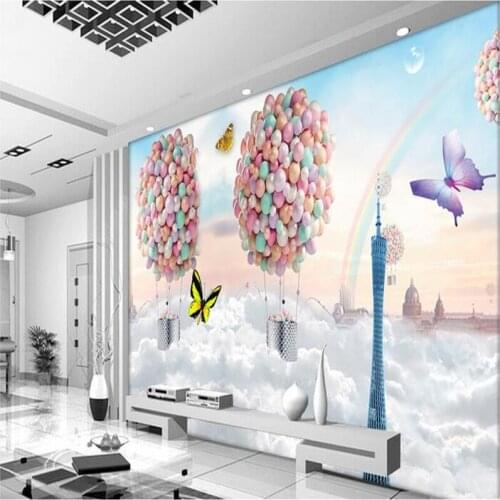 Beibehang custom wallpaper for wall 3d wall colorful balloons fly dream photo wall papers home decor papel de parede para quarto