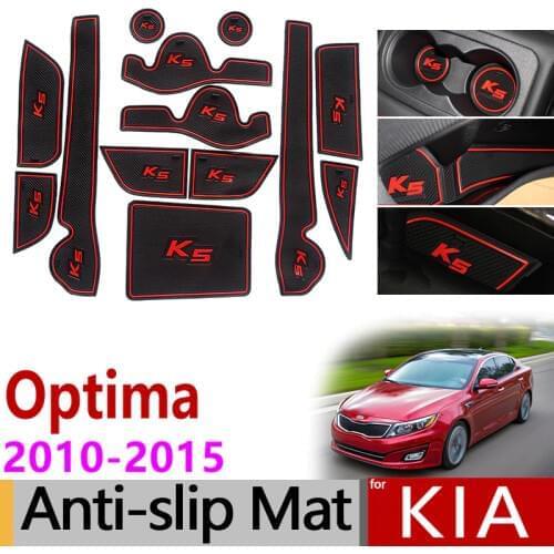 Anti-Slip Gate Slot Mat Rubber Coaster for KIA Optima 2010 2011 2012 2013 2014 2015 KIA K5 TF MK3 Accessories Car Stickers 13pcs