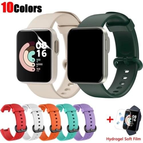 Smart Watch Band Silicone Strap For XiaoMi Mi Watch Lite With Hydrogel Soft Film For Redmi Watch Replacement Strap Accessories