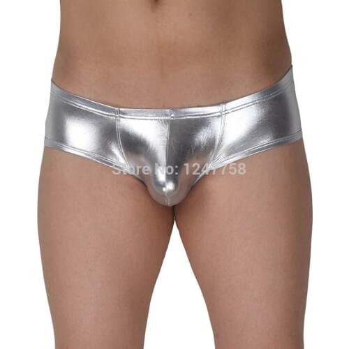 Sexy Men Pouch Boxer Underwear 3/4 Coverage Shiny Shorts Stretchy Cheeky Bikini Boxers