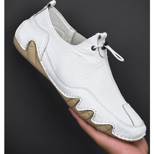 TaoBo Big Size 47 46 Leather White Casual Shoes Mens Quick Lace Breathable Walking Sneakers Non-slip Wearable Ultra Light