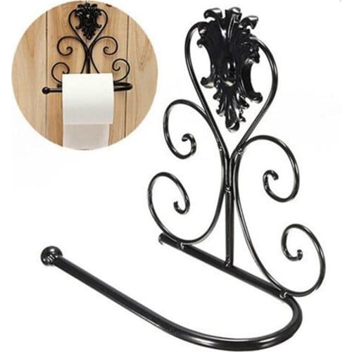 Vintage Black Iron Bathroom Towel Rack Toilet Paper Roll Holder Bathroom Wall Mount Rack Toilet Paper Holder 1PCS