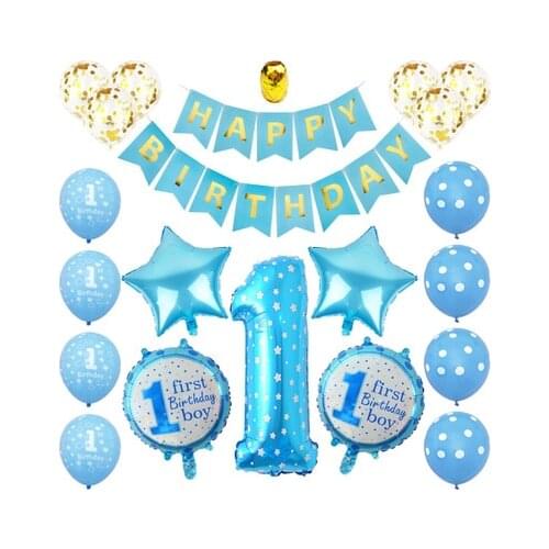One 1st Birthday Balloon One Year Old Ballon 1 2 2nd Birthday Balon Happy Birthday Party Decor Kids Baloon First Second Birthhda