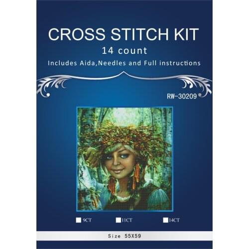 Girl in Woods Counted Cross Stitch 14CT Cross Stitch Sets Wholesale cartoon Cross-stitch Kits Embroidery Needlework