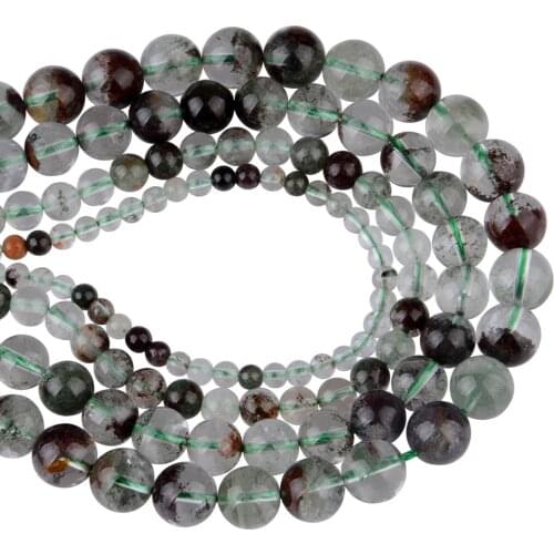Chanfar High Quality Natural Green Phantom Stone Round Beads For Jewelry Making DIY Bracelet Necklace 4/6/8/10mm Strand