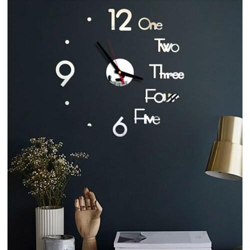 3D Mirror Wall Clock Modern Design Acrylic Quartz Wall Clocks Stickers DIY Digital Wall Clock Creative Bedroom Office Decor