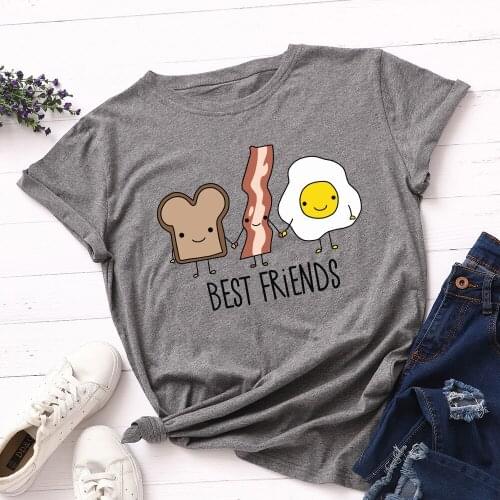 Women 100% Cotton TShirt Creative Egg Bread Print T-Shirt O Neck Short Sleeve Tees Summer Women T Shirt Pink Tops