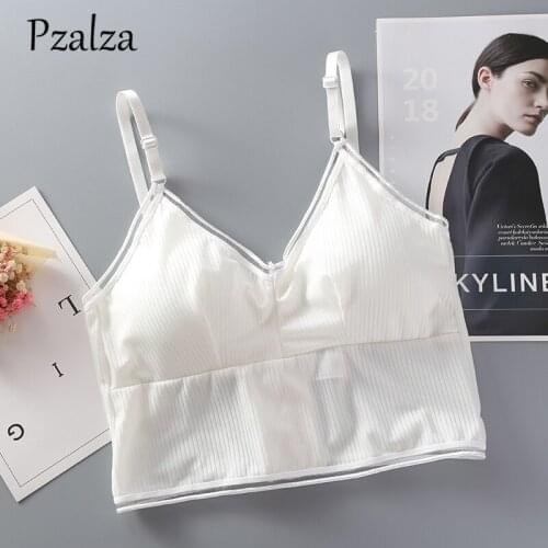 New Black Crop Top Slim Women Thank Top Casual Street Style White Bralette Crop Top Removable Chest Pad Push Up Ladies Tops