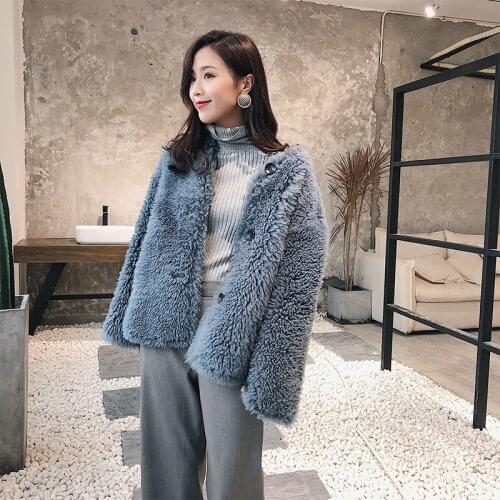 Geunine Fur Coats Women Furry Lamb Fur Coat Winter Warm Thick Jackets 2020 Top Quality Luxury Jacket 17165 MF308