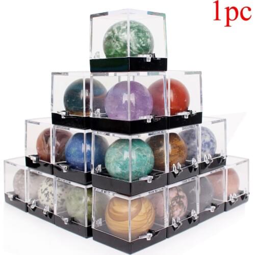 1pc 3cm Natural Jasper Rock Agate Obsidian Blue Sandstone Crystal Ball Spheres Gemstone Globe Collection Gift Healing Home decor