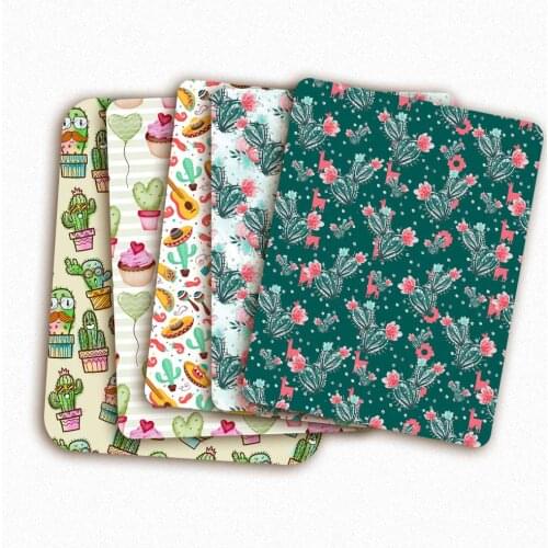 Polyester Cotton Fabric Sewing Fabric Cartoon Cute Cactus Printed Cloth Sheet Dress Mask Making DIY Craft Supplies 45*145 cm 1pc