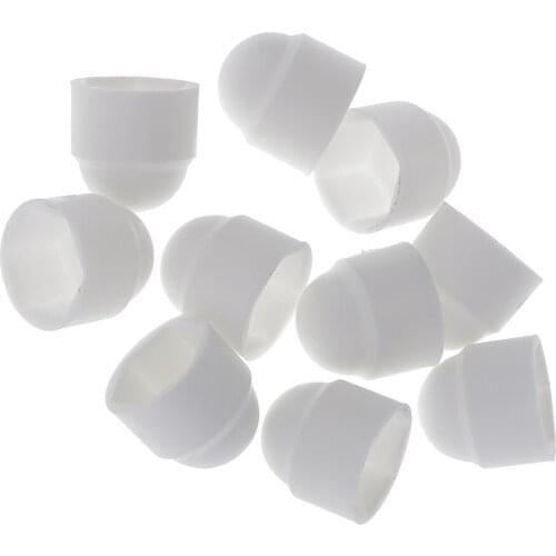 10 Pcs White M6 10x13mm Dome Bolts Nuts Protection Caps Cover Hex Hexagon