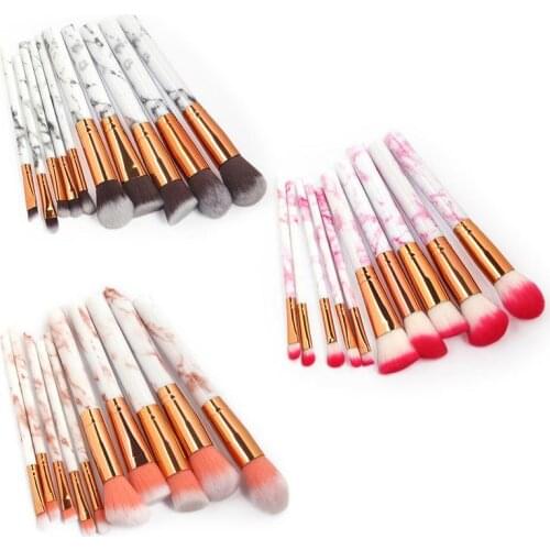 10pcs Makeup Brushes Face Powder Foundation Eyelash Eyeshadow Make up Brush Set Marbling Synthetic Hair Brush Pincel Maquiagem