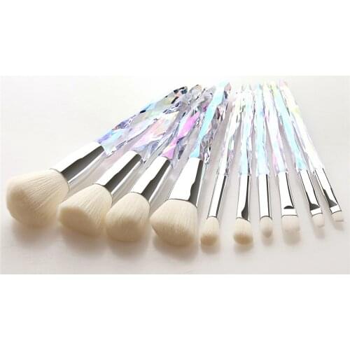 10Pcs/Set Makeup Brushes White Crystal handle For Eyeshadow Foundation Concealer Contour Powder eyelash Blending brush T10195