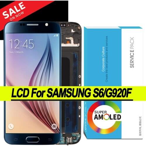 100% Original 5.1'' Super AMOLED LCD Display Touch Screen Digitizer for Samsung Galaxy S6 G920 SM-G920F G920F G920F Repair Parts