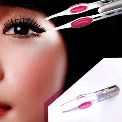 200 pcs Eyebrow Tweezers Lightweight Stainless Steel Handy LED Light Eyelash Eyebrow Hair Removal Tweezers new