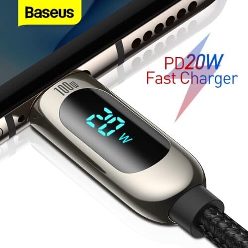 Baseus 20W PD USB Type C Cable for iPhone 12 11 Pro Xs Max Fast Charging Charger for MacBook iPad Pro Type-C USBC Data Wire Cord