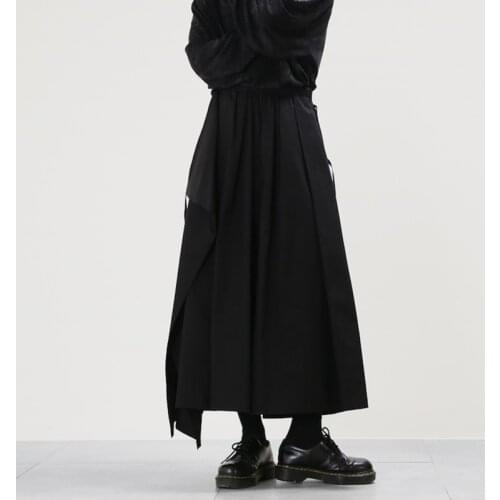 Mens pants casual pants wide leg pants skirt pants super loose dark black pants trendy mens big size