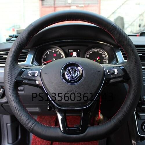 For Volkswagen steering wheel cover leather hand stitched Jetta Lamando CC Tiguan Magotan Passat golf