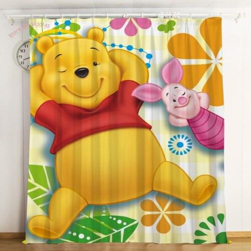 Disney Winnie The Pooh Bear Curtain Cartoon Shading Blackout Curtains Princess Room Boys Girl Birthday Gift