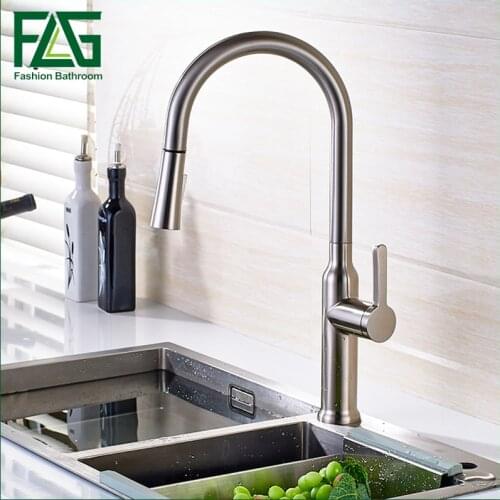 FLG Brush Kitchen Faucet Pull Out torneira cozinha Nickel Kitchen Sink Faucet Mixer Kitchen Faucets Pull Out kitchen Tap