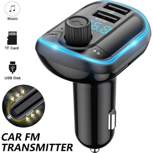 FM Transmitter Bluetooth 5.0 Car Mp3 Player U Disk Car Hands-free USB Phone Charger Car Cigarette Lighter Car Accessories