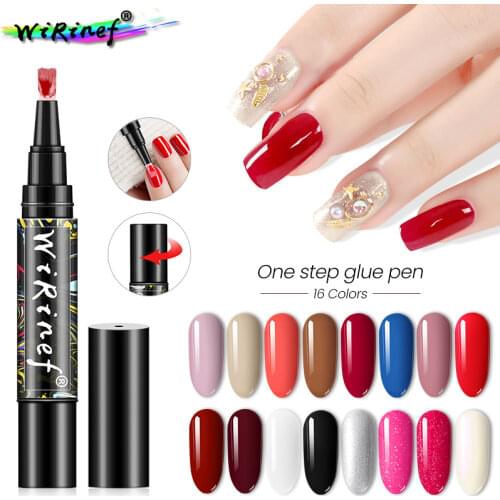 WiRinef 16 Colors 3 In 1Gel Nail Polish Nail Art Manicure Varnish Gel Pen Soak Off Long Lasting Manicure Glue No Need Top Base