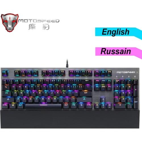 Motospeed CK108 Gaming Mechanical Keyboard 104 Keys Hand Rest RGB Backlit LED USB Wired Keyboard for Computer PC Desktop Gamer