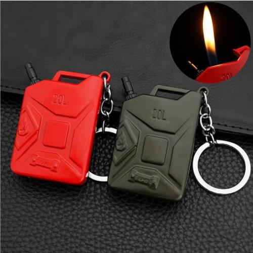 Personality key chain creative inflatable lighter electronic game gasoline barrel open flame lighter