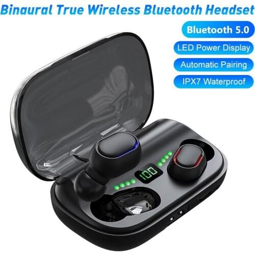 JS2 TWS Wireless Bluetooth 5.0 Stereo Digital Display Earphone Earbuds Headphone Sports Earphones with Charging Box Wireless