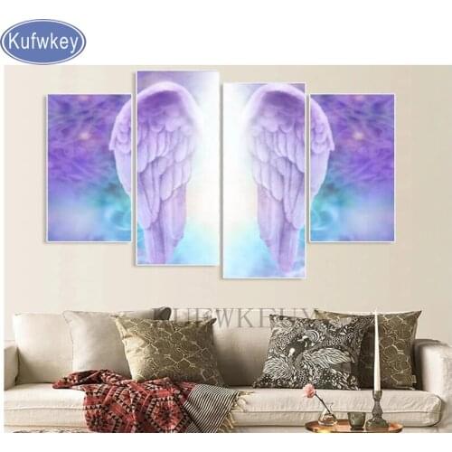 Full square/round pattern crystals diamond decor mosaic diamond 4 Pieces Angel Wings painting diamant 5d embroidery fantasy art