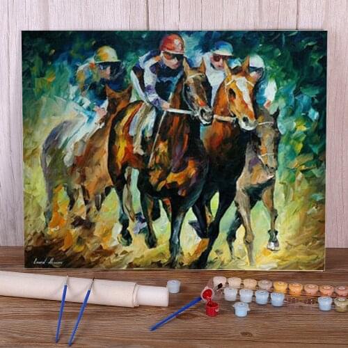 Oil Painting Style Riders DIY Painting By Numbers Package Acrylic Paints 50*70 Painting On Canvas Loft Wall Drawing