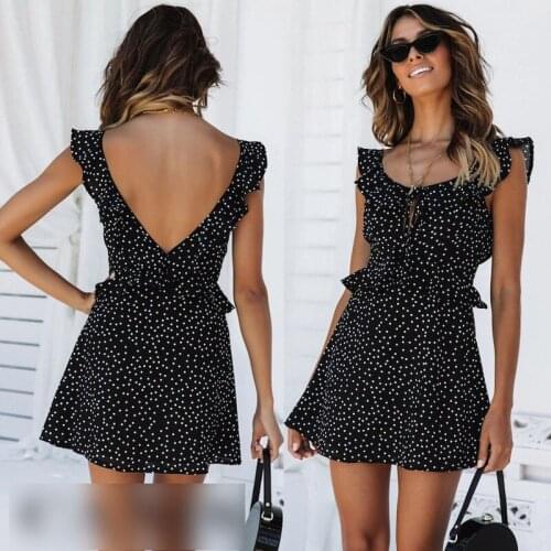 Kayotuas Women Dress Fashion Lovely Wrap Boho Polka Dot Print Loose Casual Butterfly Sleeve Mini Summer Holiday Hot Sundress