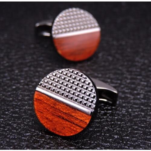 KC-010 Free delivery, high quality mahogany material cuff button, new fashion jewelry red cufflinks, mens wedding gifts