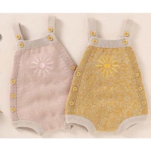 Infant Kids Baby Boy Girl Sun Embroidery Sleeveless Braces Jumpsuit Autumn Newborn Baby Boy Girl Rompers Baby Clothes Rompers