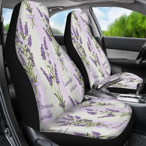 Lavender Design Car Front Seat Covers Set Of 2 Car Interior Decor Elastic Cloth Auto Seat Protect