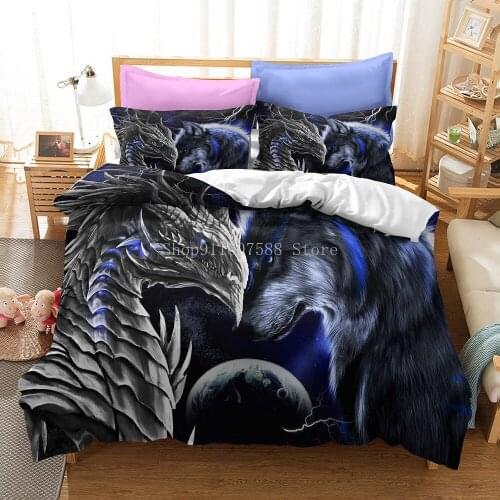 3D Dragon Dog Leopard Duvet Duvet Cover Set Boys Adults Luxury Bedclothes Decor Home Textiles Butterfly Bedding Set