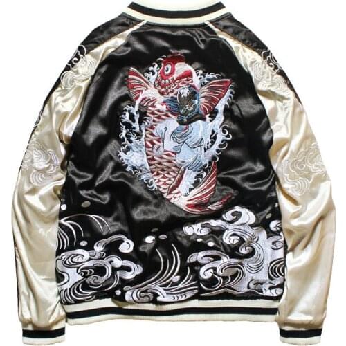 Japanese Style Jacket Double-sided Wear Yokosuka Jacket Male and Female Lovers Heavy Dragon Embroidered Pilot Bomber Jackets