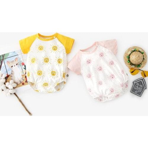 Summer baby onesies Korean round neck newborn romper men and women baby romper short crawl