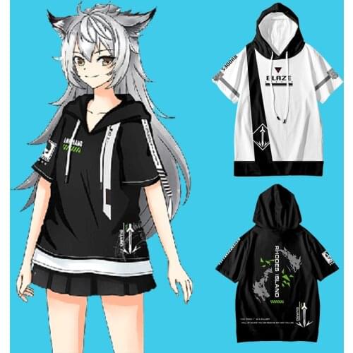 Anime Arknights Lappland Cosplay Summer Fashion Hooded T-shirt Men Women Cotton Short Sleeve Tee Tops Casual Shorts Set Student