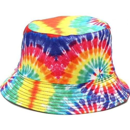 Fashion Women Summer Sun Hat Tie-die Printed Cotton Reversible Double-sided Unisex Bucket Sun Hats casquette femme кепка женская