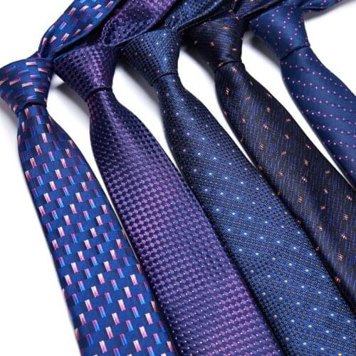 Fashion Solid Neck Ties for Men Plaid Suits Tie Gravatas Blue Mens Neckties For Business Wedding 7cm Width Slim Men cravate