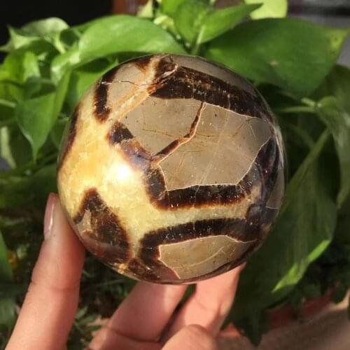 MOKAGY 65MM-75MM Natural Polished Gemstone Septarian Sphere Yellow Healing Crystal Balls 1pc